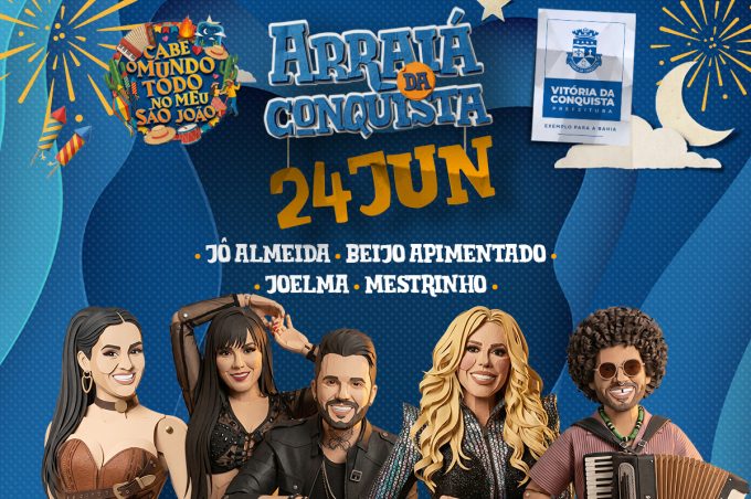 Em noite de São João, encerramento do Arraiá da Conquista terá Joelma, Mestrinho, Beijo Apimentado, Jô Almeida