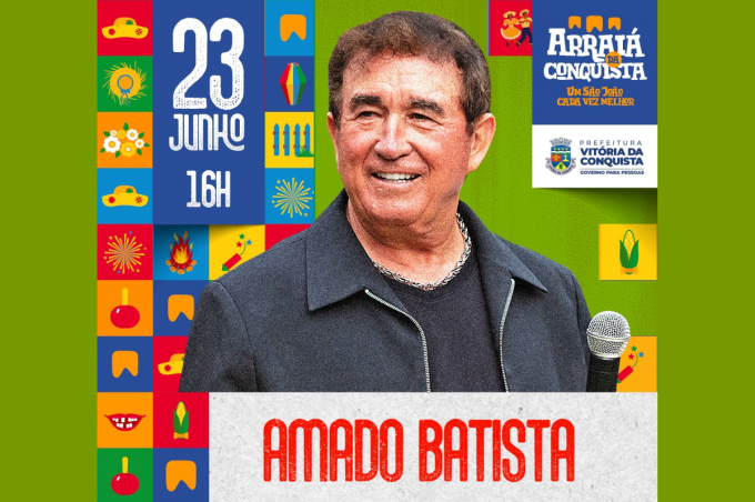 Arraiá da Conquista: tudo pronto para o show do cantor Amado Batista no Glauber Rocha, neste domingo, 23
