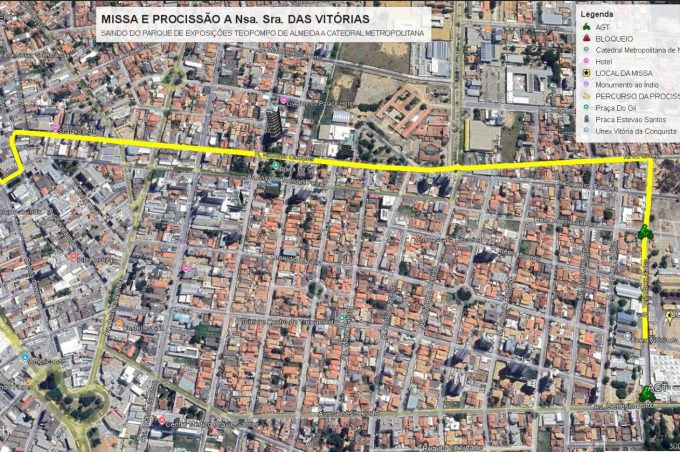 Simtrans comunica bloqueio de ruas e avenidas durante procissão à Nossa Senhora das Vitórias