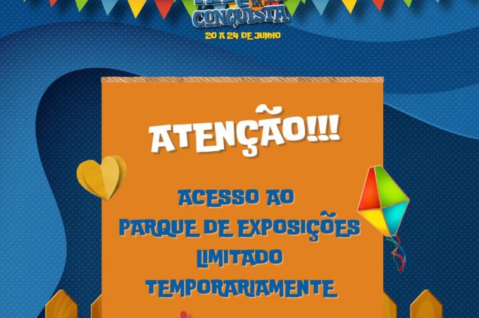 Com Parque de Exposições lotado, acesso ao Arraiá da Conquista está limitado temporariamente para garantir segurança