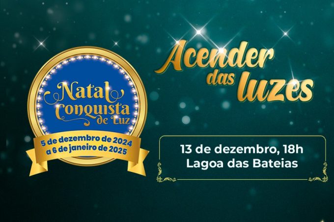 Prefeitura acende luzes de Natal na Lagoa das Bateias na noite desta sexta-feira, 13