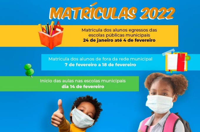 Mais de 34.500 alunos já estão matriculados na rede municipal para o ano letivo de 2022