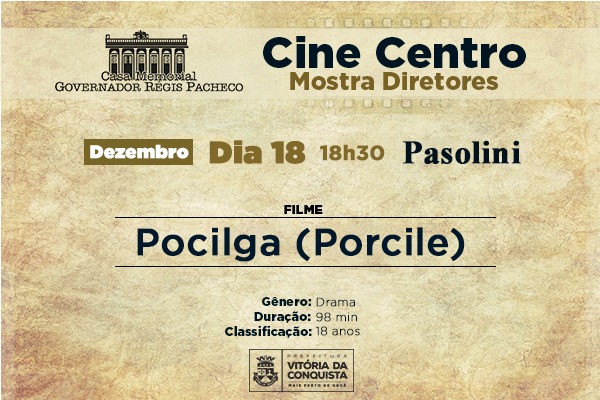 Mostra Cine Centro: Pocilga, de Pasolini, será exibido nesta quarta (18)