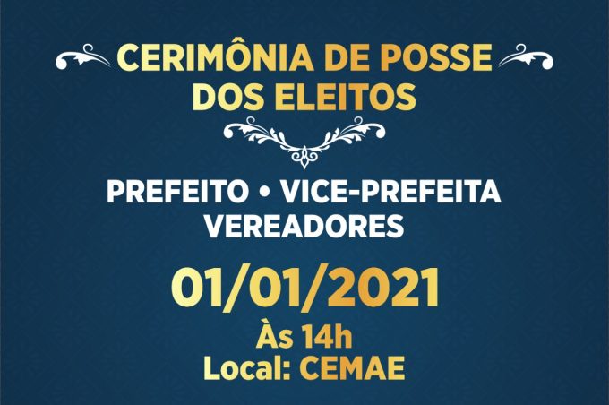 Posse do prefeito, vice-prefeita e vereadores eleitos acontece nesta sexta-feira, 1º de janeiro