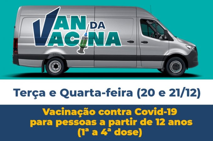 Van da Vacina estará no Bruno Bacelar e Praça 9 de Novembro esta semana com oferta de 1ª a 4ª doses contra Covid
