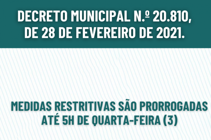 Prefeitura segue decreto estadual e atividades não essenciais estão suspensas até às 5h de quarta-feira (3)