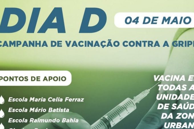Sábado (4) é o Dia “D” da Campanha Nacional de Vacinação Contra a Gripe