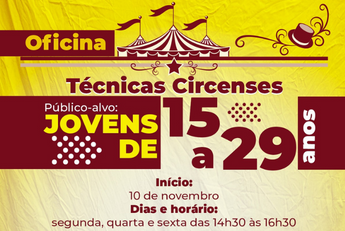 Oficina de técnicas circenses para a juventude tem inscrições até sábado